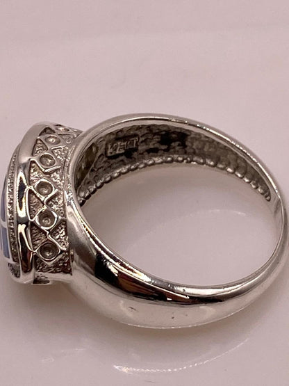 Anillo Ovalado con Ópalo de Fuego en Plata Ley .950, sello de autenticidad Plata Ley .925