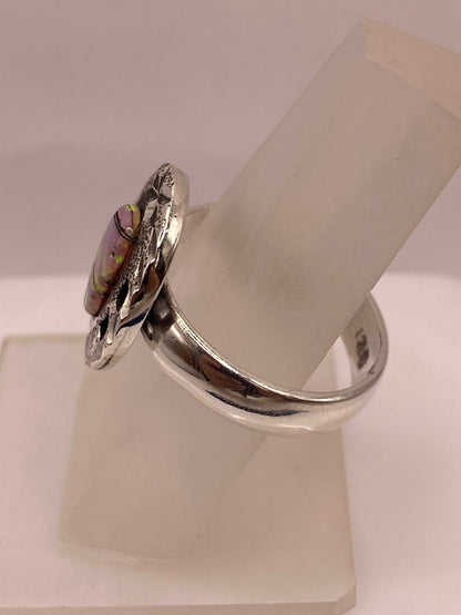 Anillo Ovalado de Plata Ley 950 con Ópalo de Fuego, vista de detalle