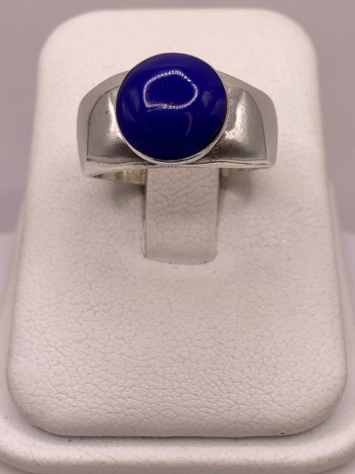 Anillo de Plata Ley 925 con Ágata Azul, vista de detalle