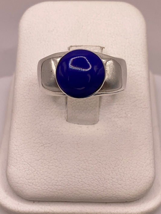Anillo de Plata Ley 925 con Ágata Azul — ángulo diagonal