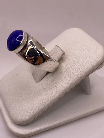 Anillo de Plata Ley 925 con Ágata Azul, vista lateral