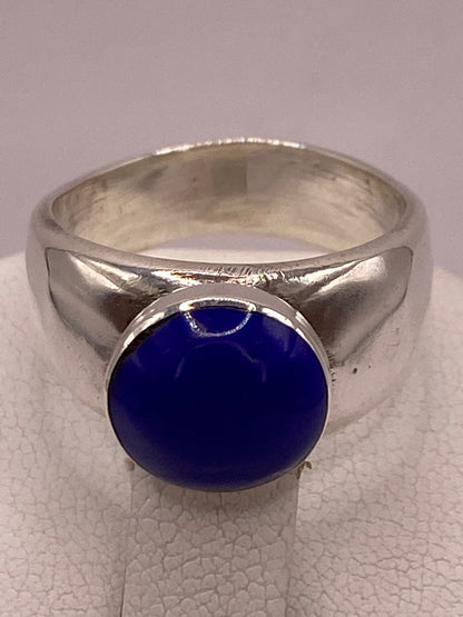 Anillo de Plata Ley 925 con Ágata Azul, sello de autenticidad Plata Ley .925