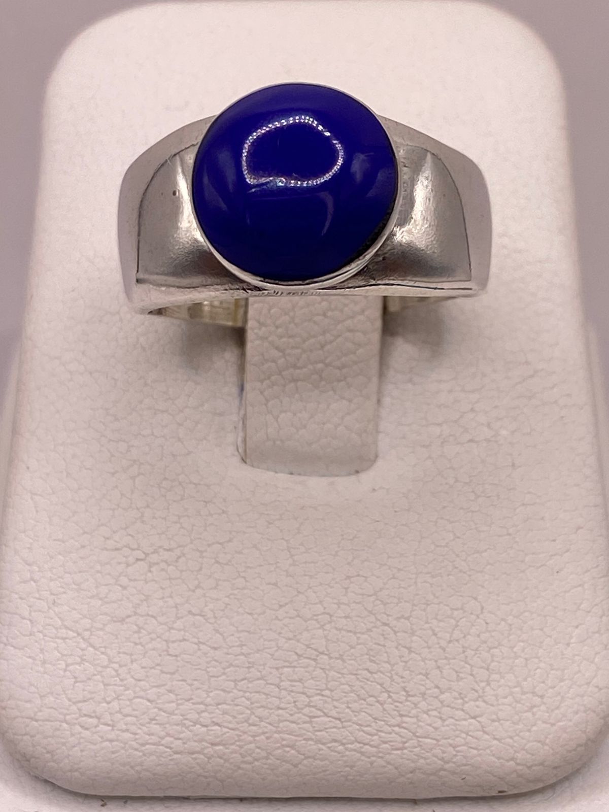 Anillo de Plata Ley 925 con Ágata Azul, vista frontal