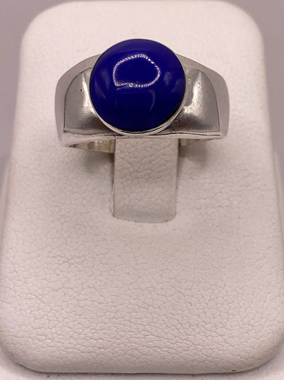 Anillo de Plata Ley 925 con Ágata Azul, vista frontal