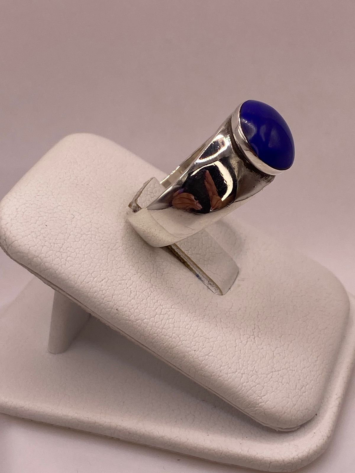 Anillo de Plata Ley 925 con Ágata Azul, vista frontal
