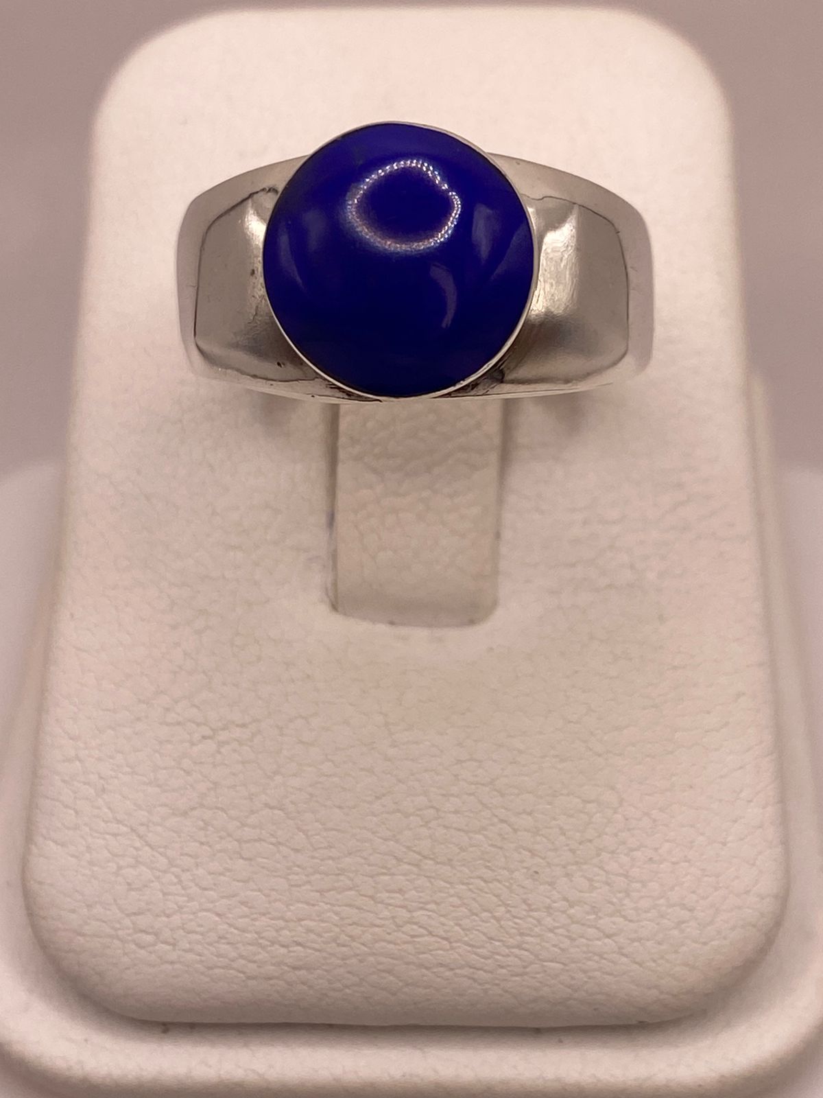 Anillo de Plata Ley 925 con Ágata Azul, vista lateral