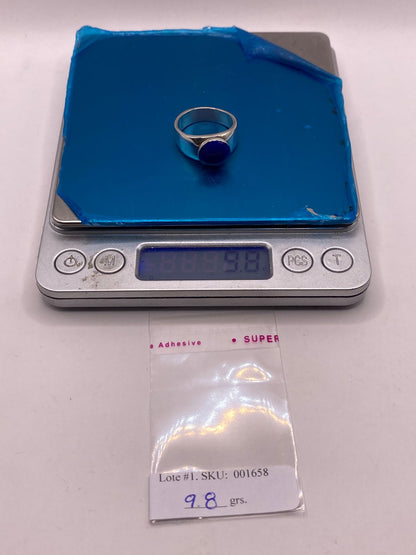 Anillo de Plata Ley 925 con Ágata Azul, peso en gramos (báscula)