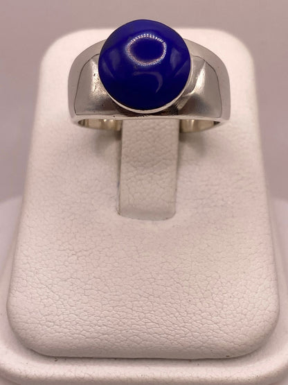 Anillo de Plata Ley 925 con Ágata Azul — vista lateral