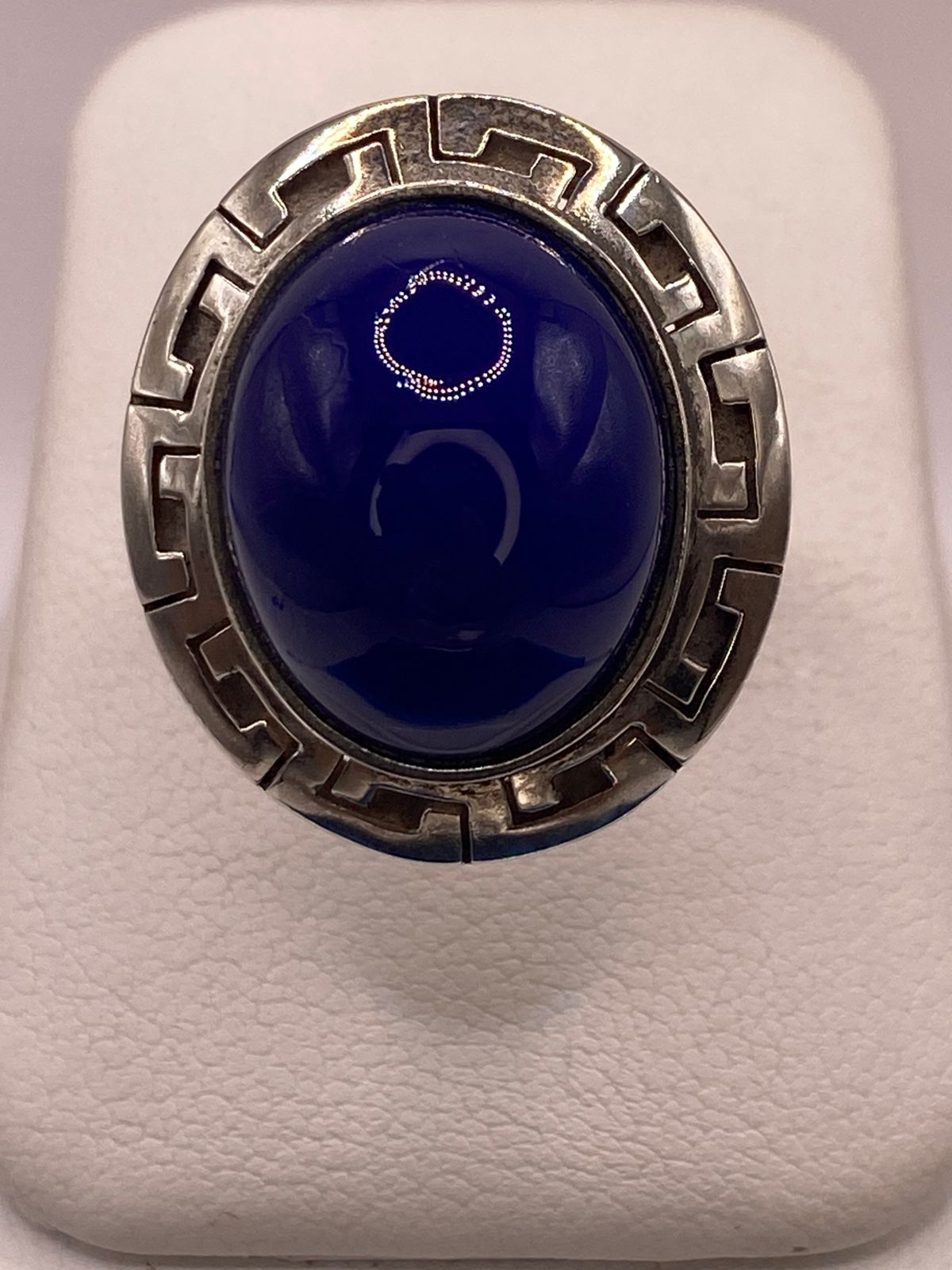 Anillo de Plata Ley 925 con Ágata Azul — vista lateral