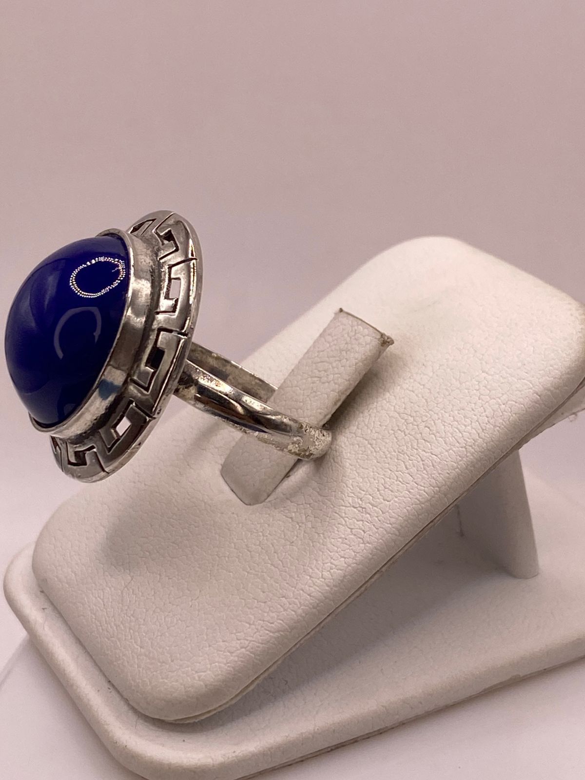 Anillo de Plata Ley 925 con Ágata Azul, vista frontal