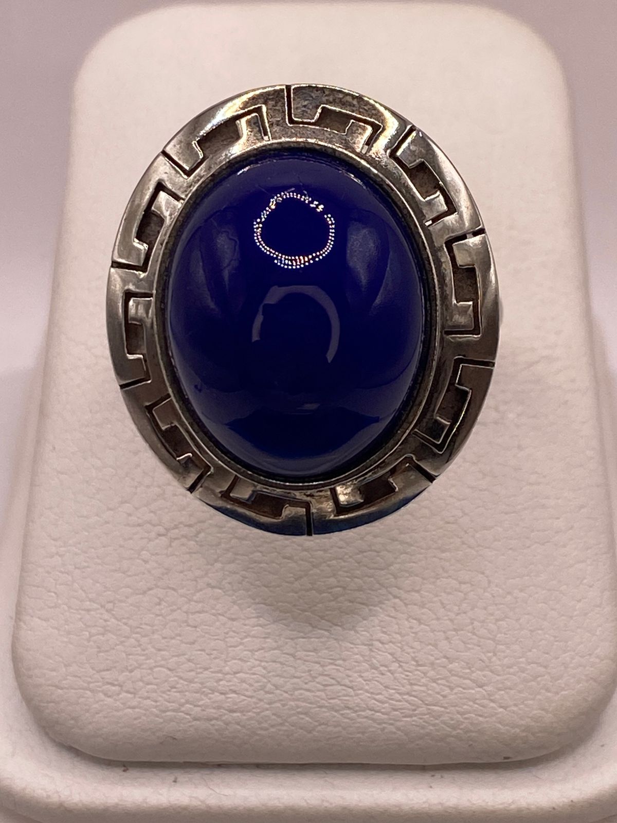 Anillo de Plata Ley 925 con Ágata Azul, vista lateral
