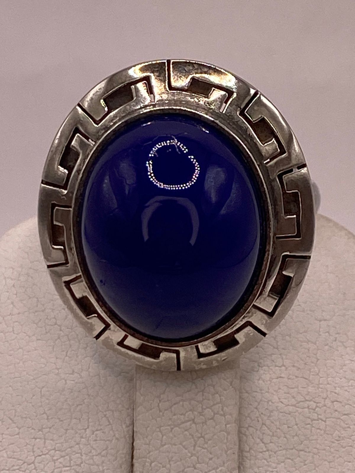 Anillo de Plata Ley 925 con Ágata Azul, sello de autenticidad Plata Ley .925
