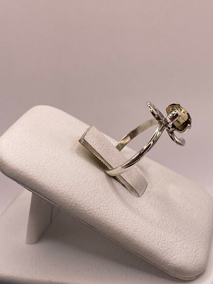Anillo de Plata Ley 925 con Ámbar Ahumado, vista frontal
