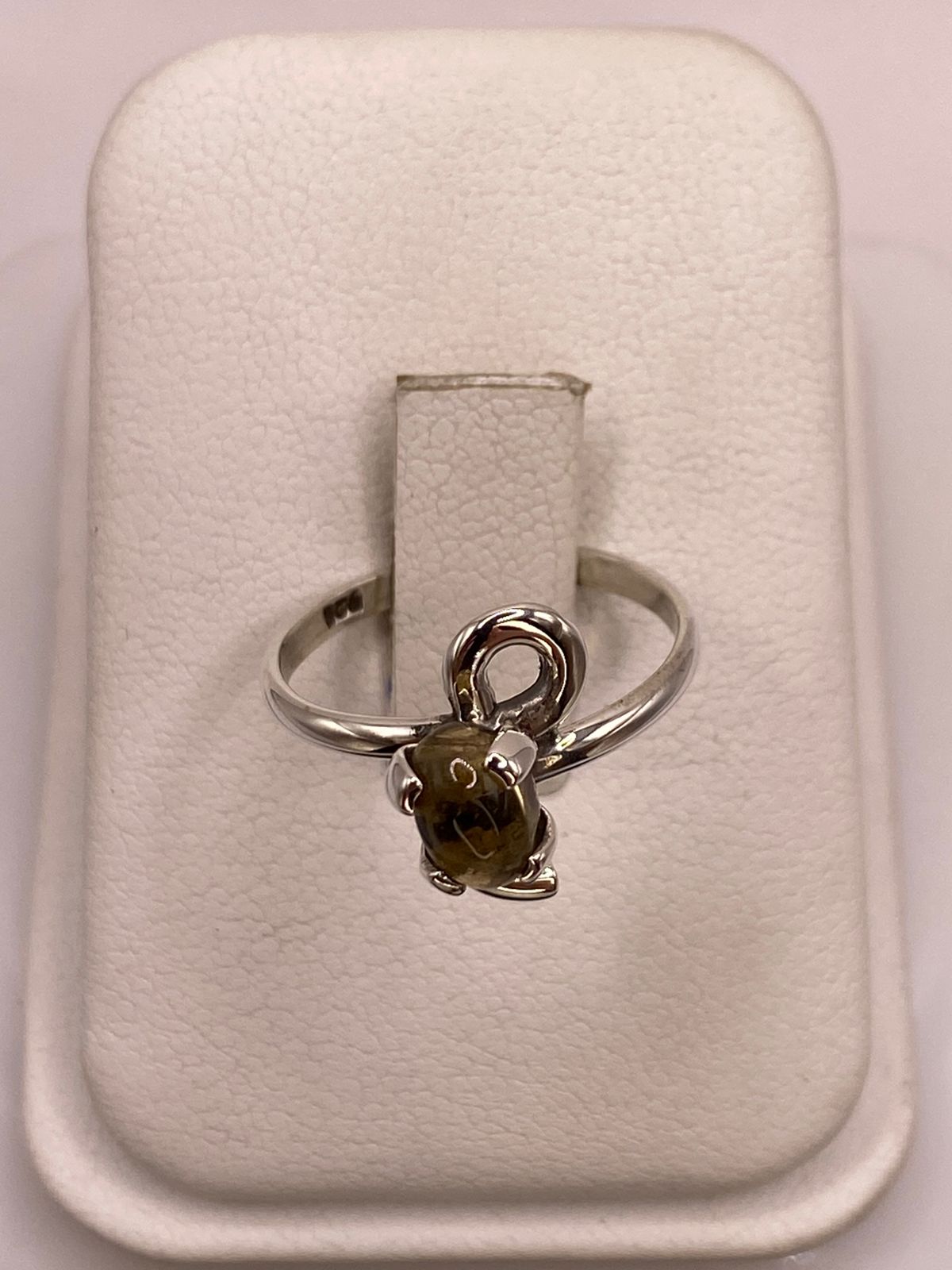 Anillo de Plata Ley 925 con Ámbar Ahumado, vista superior