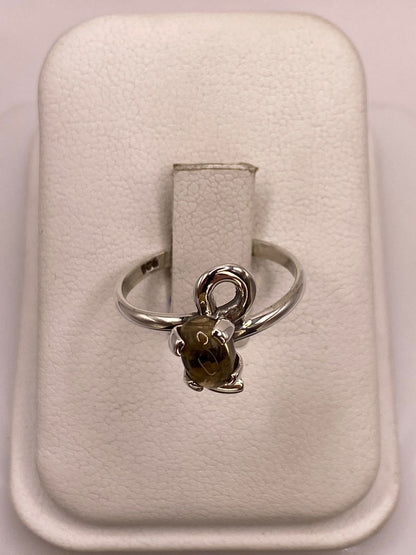 Anillo de Plata Ley 925 con Ámbar Ahumado, vista superior