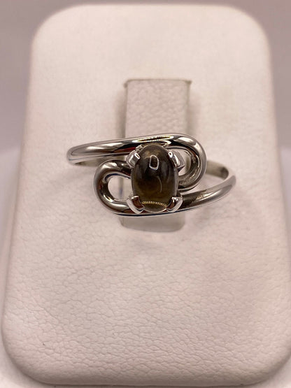 Anillo de Plata Ley 925 con Ámbar Ahumado, vista frontal