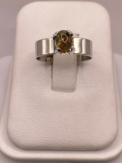 Anillo de Plata Ley 925 con Ámbar Ahumado, vista frontal