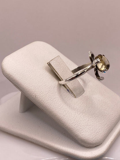 Anillo de Plata Ley 925 con Ámbar Ahumado, vista frontal