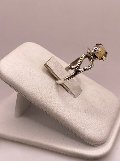 Anillo de Plata Ley 925 con Ámbar Ahumado, vista frontal