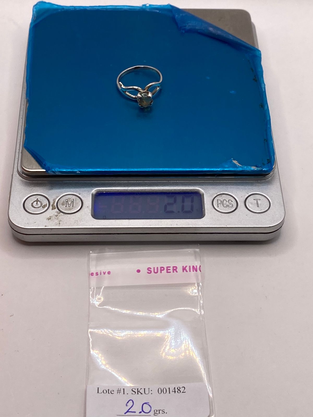 Anillo de Plata Ley 925 con Ámbar Ahumado, peso en gramos (báscula)