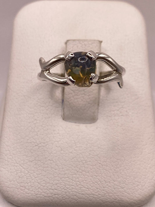 Anillo de Plata Ley 925 con Ámbar Ahumado — ángulo diagonal