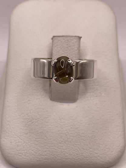 Anillo de Plata Ley 925 con Ámbar Ahumado, vista frontal
