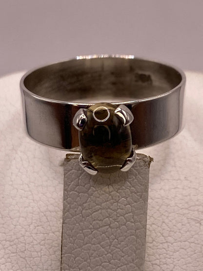 Anillo de Plata Ley 925 con Ámbar Ahumado, sello de autenticidad Plata Ley .925