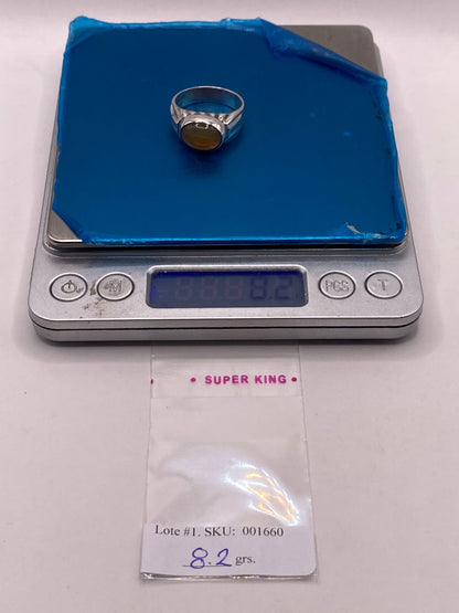 Anillo de Plata Ley 925 con Ámbar Miel, peso en gramos (báscula)