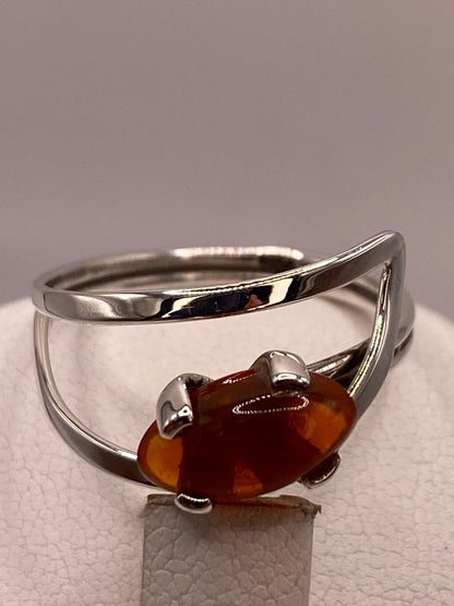 Anillo de Plata Ley 925 con Ámbar Natural, sello de autenticidad Plata Ley .925