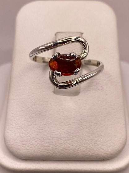 Anillo de Plata Ley 925 con Ámbar Natural, vista superior
