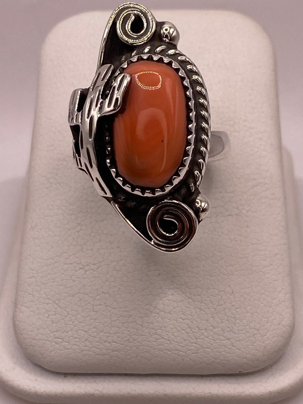 Anillo de Plata Ley 925 con Cornalina, vista frontal