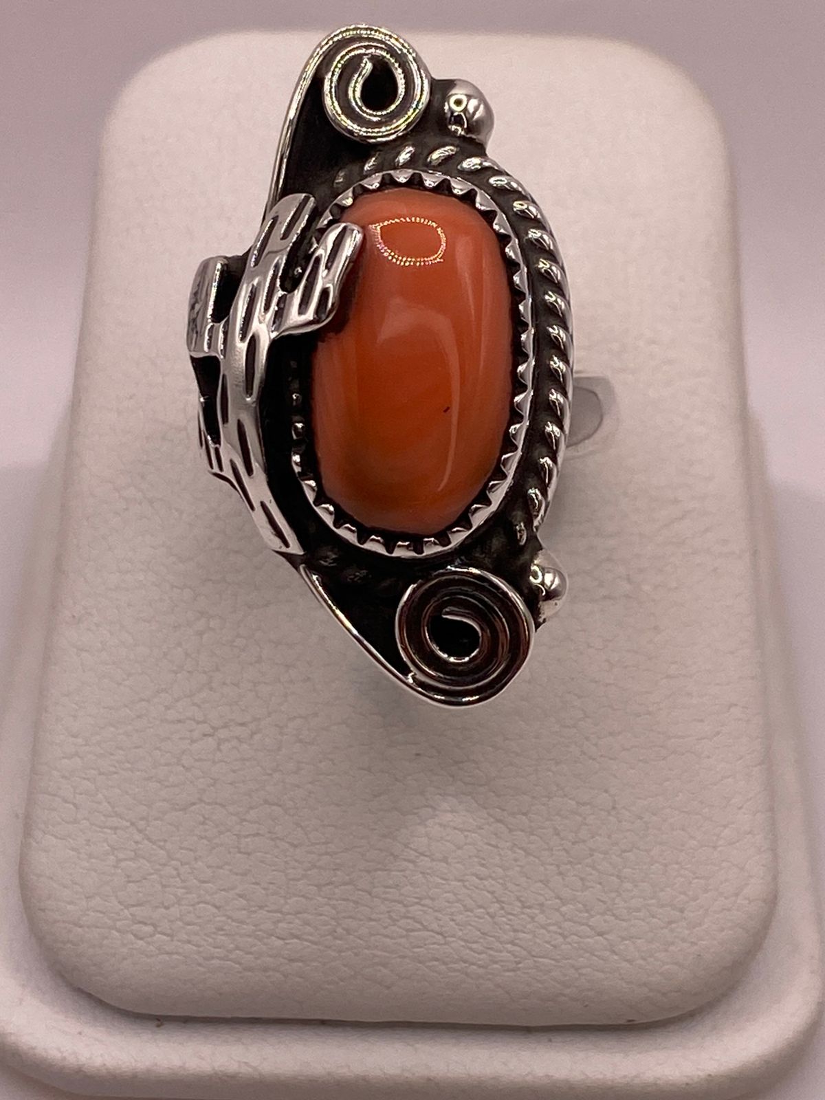 Anillo de Plata Ley 925 con Cornalina, vista superior