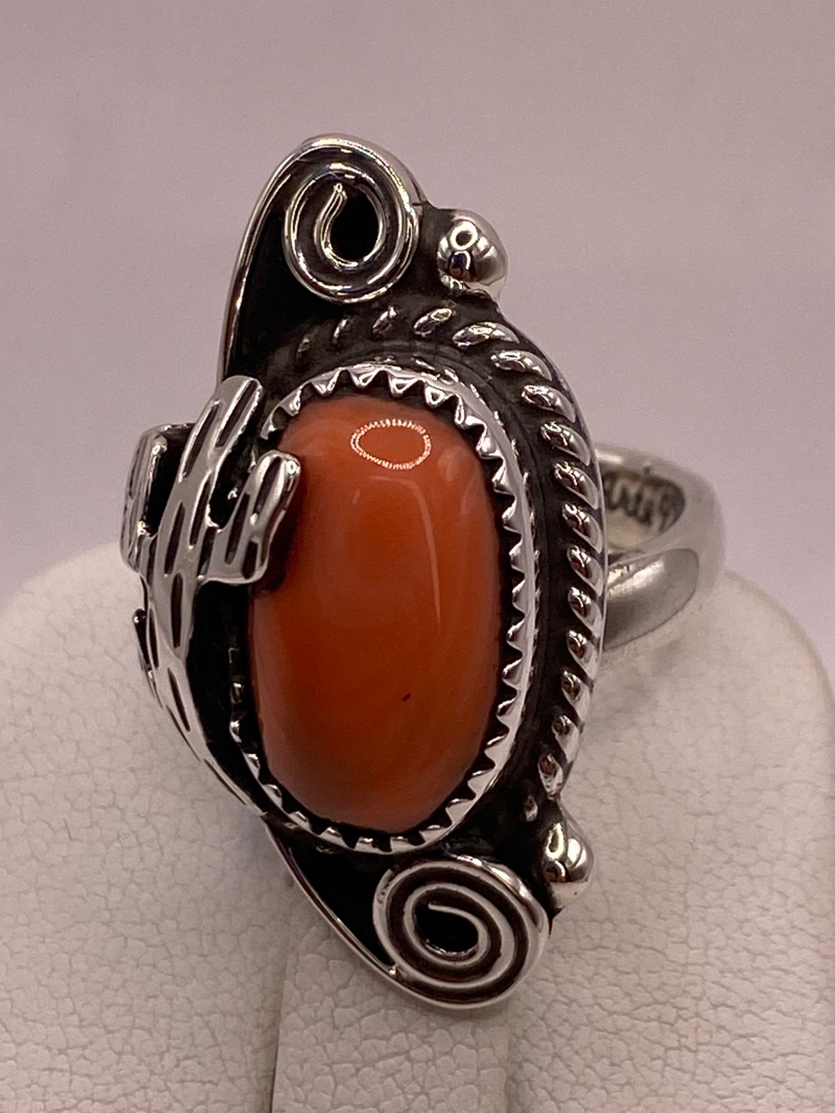 Anillo de Plata Ley 925 con Cornalina, sello de autenticidad Plata Ley .925