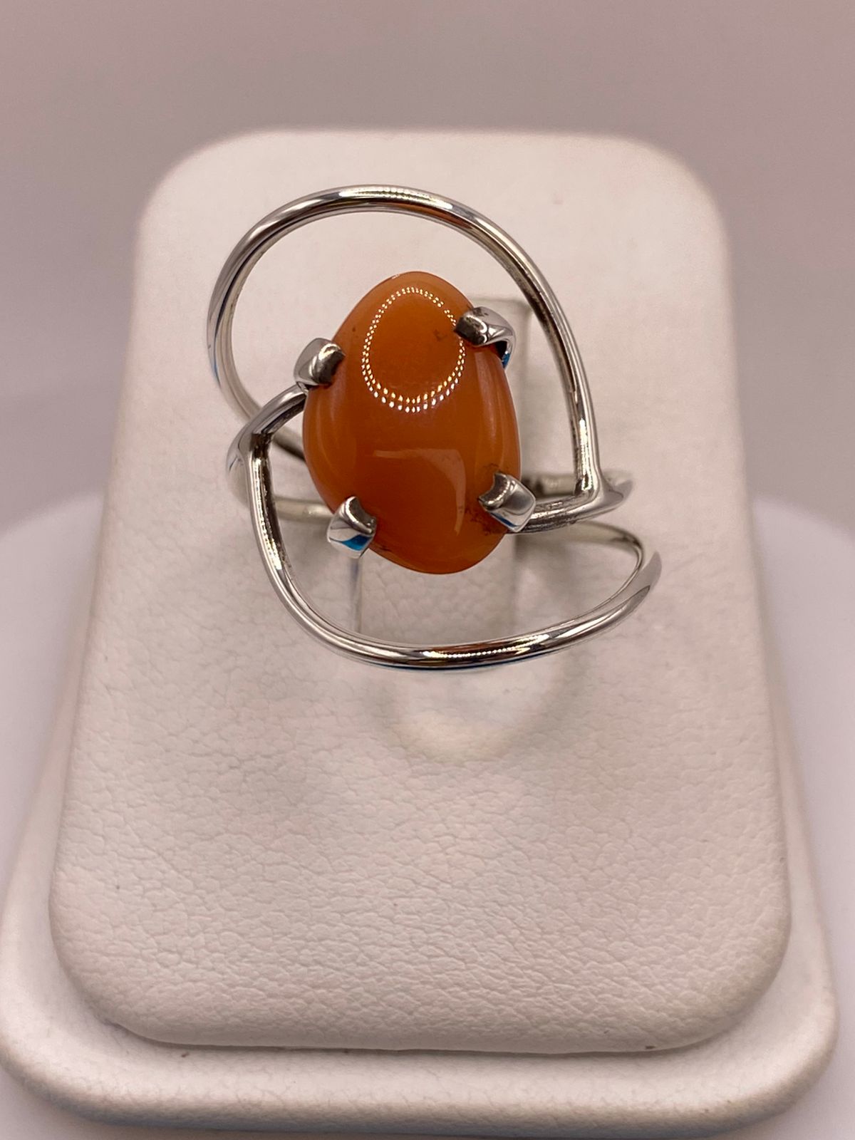 Anillo de Plata Ley 925 con Cornalina Natural, vista frontal