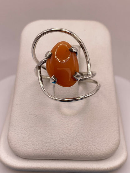 Anillo de Plata Ley 925 con Cornalina Natural, vista frontal
