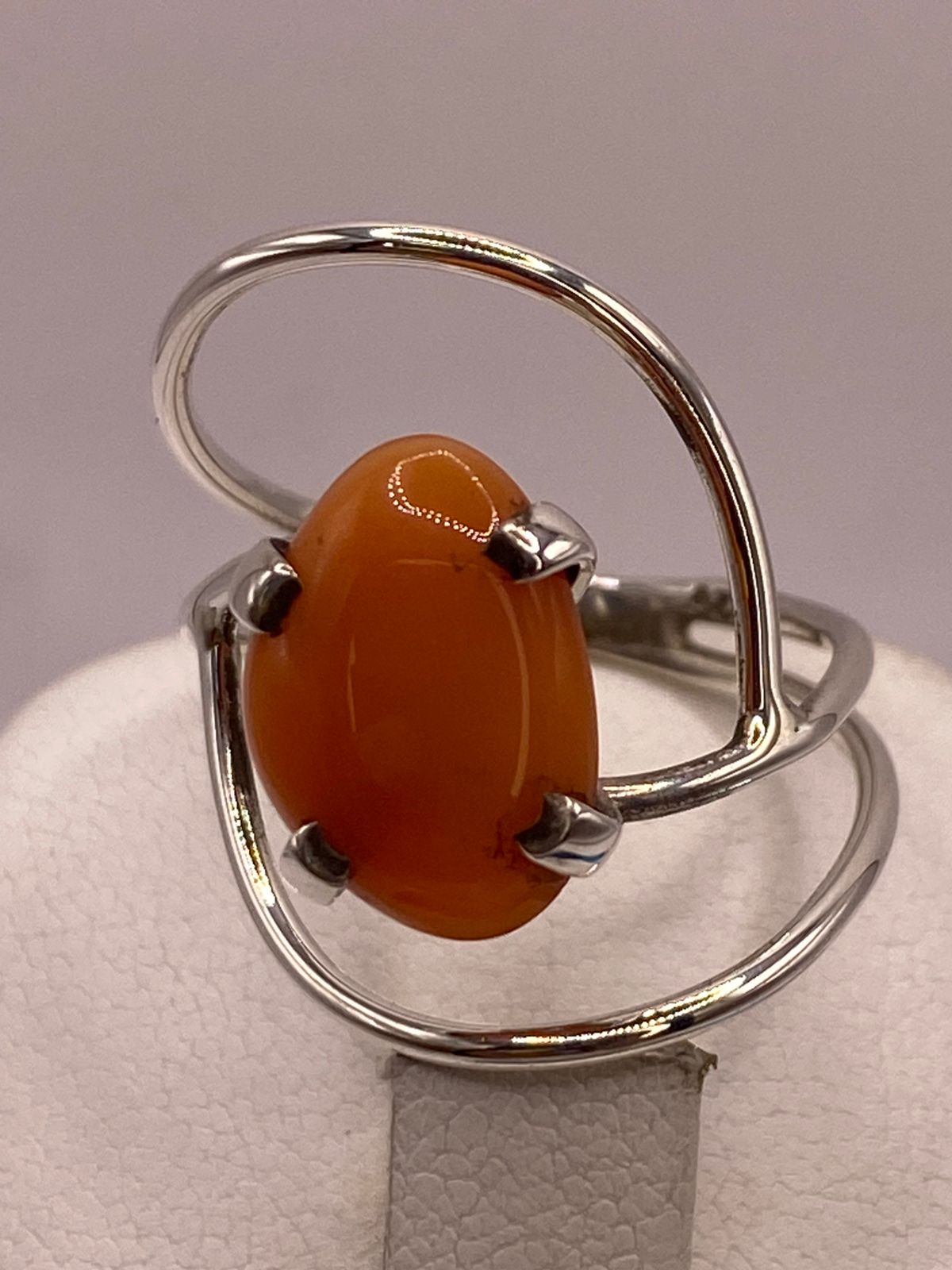 Anillo de Plata Ley 925 con Cornalina Natural, vista superior