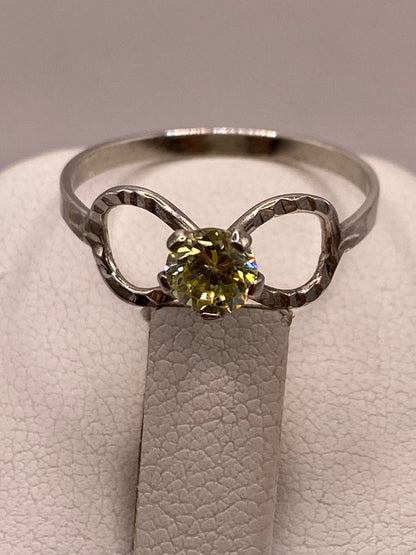 Anillo de Plata Ley 925 Diseño Infinito con Piedra Color Citrino, sello de autenticidad Plata Ley .925