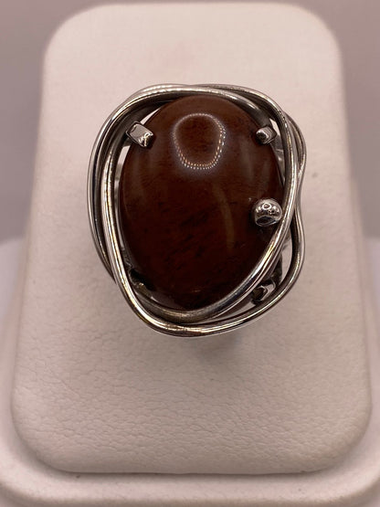 Anillo de Plata Ley 925 con Jaspe Rojo, vista de detalle