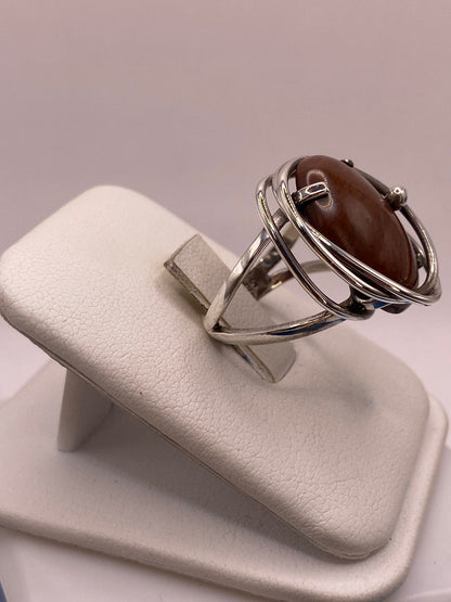 Anillo de Plata Ley 925 con Jaspe Rojo, vista lateral