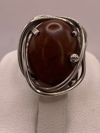 Anillo de Plata Ley 925 con Jaspe Rojo, sello de autenticidad Plata Ley .925