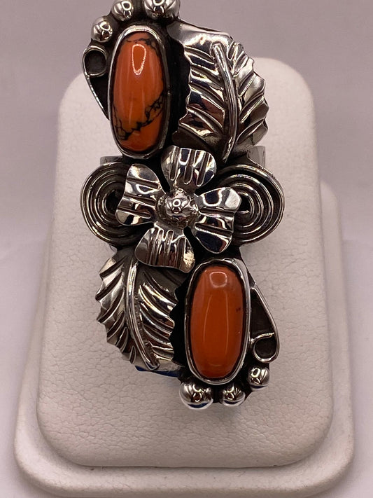 Anillo de Plata Ley 925 con Jaspe Rojo — ángulo diagonal