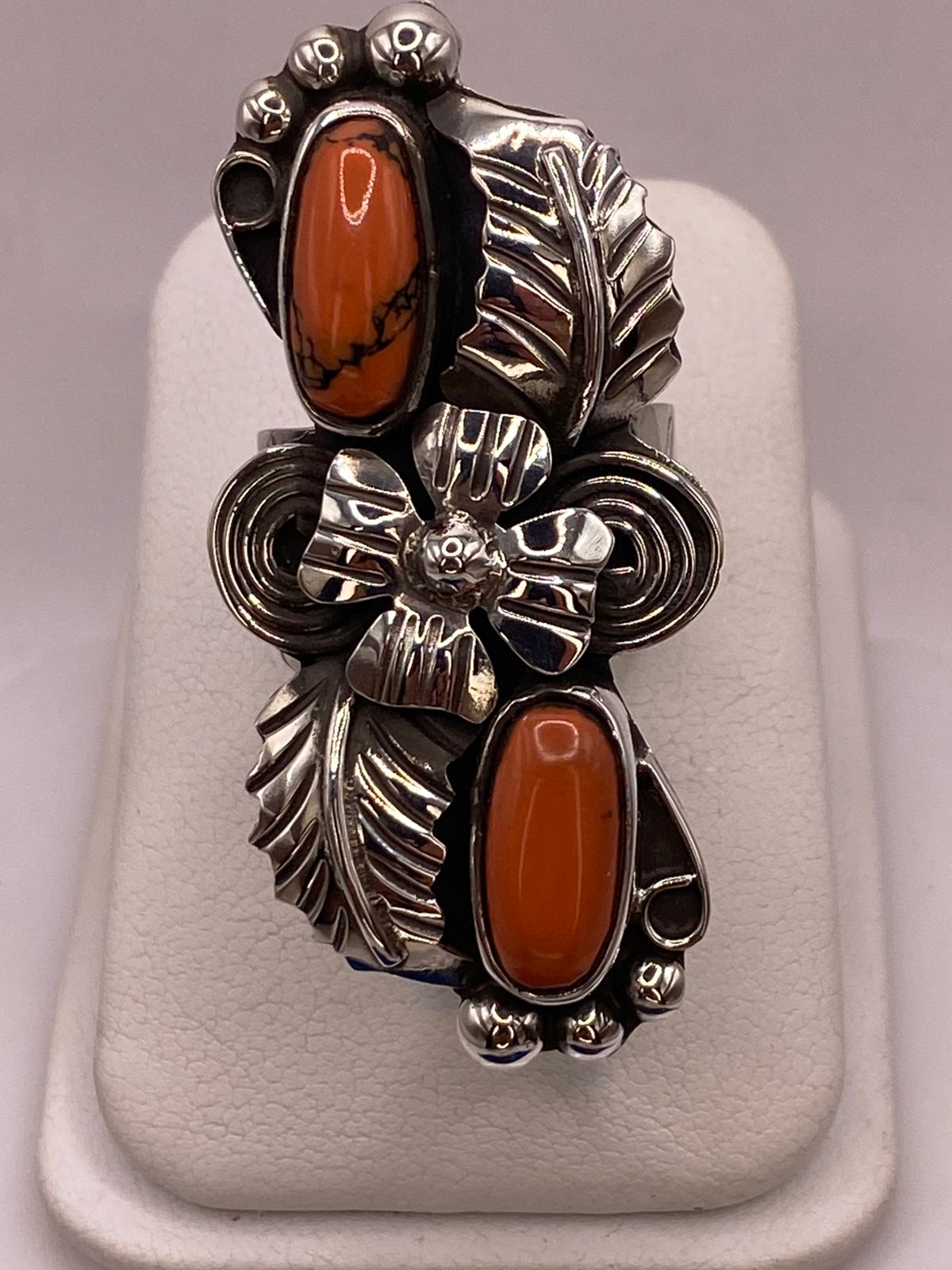 Anillo de Plata Ley 925 con Jaspe Rojo, vista frontal
