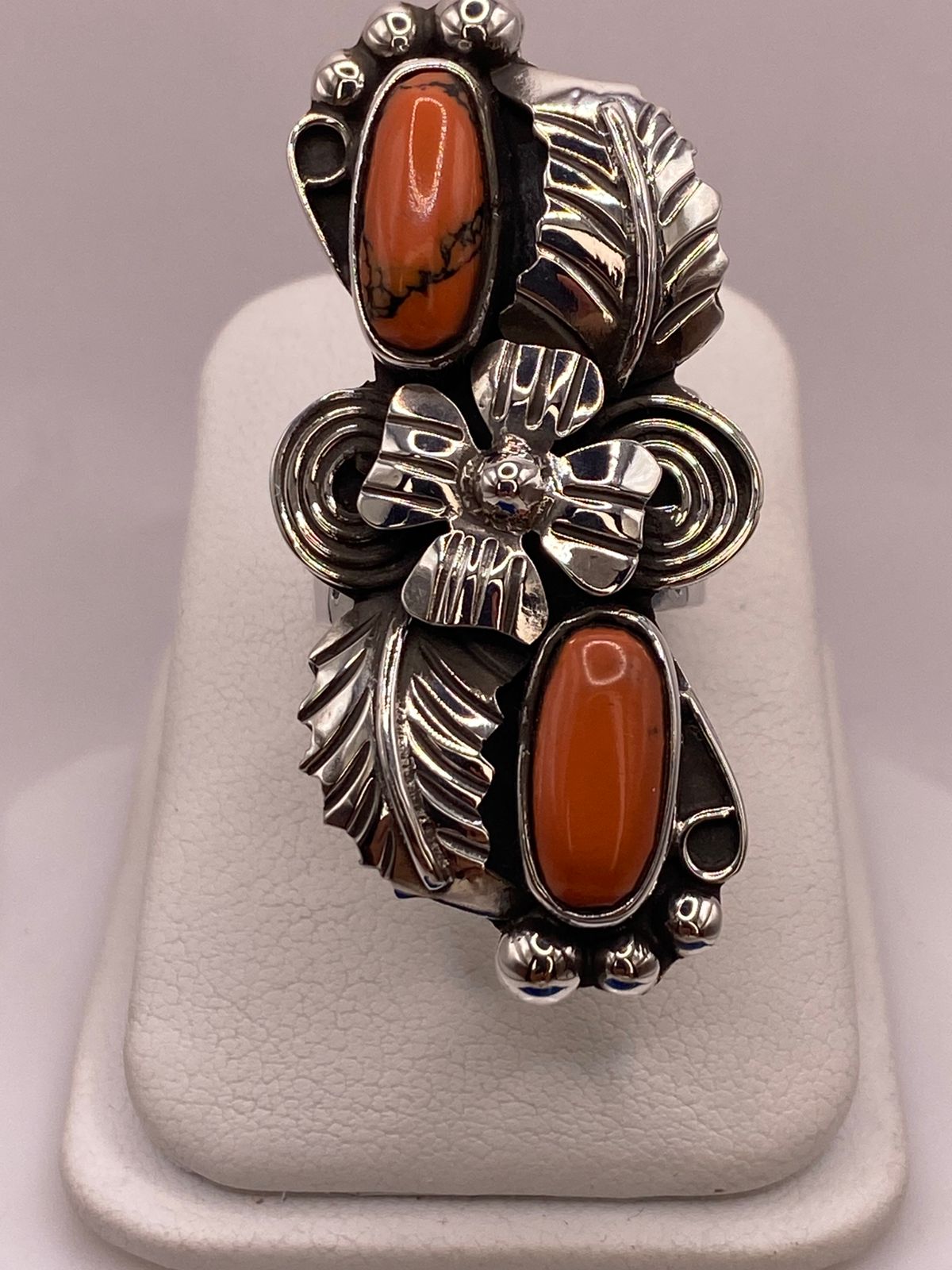 Anillo de Plata Ley 925 con Jaspe Rojo, vista de detalle