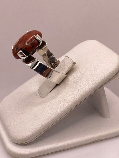 Anillo de Plata Ley 925 con Jaspe Rojo, vista lateral