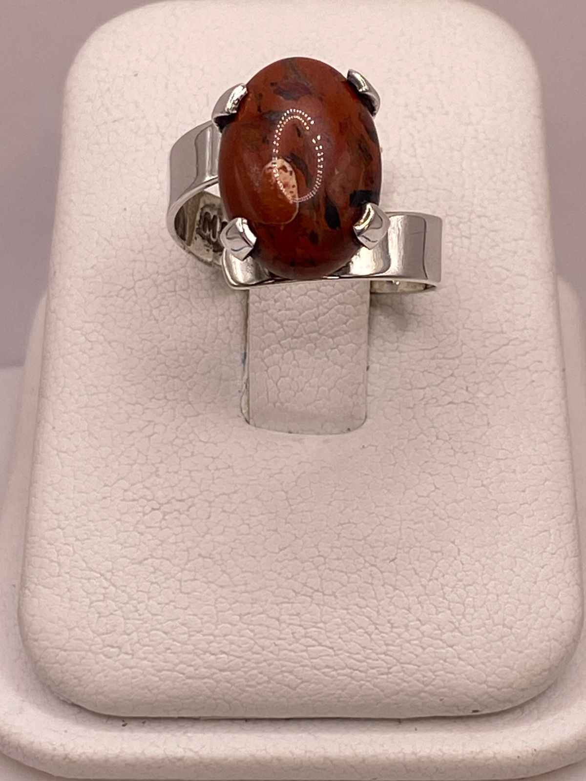 Anillo de Plata Ley 925 con Jaspe Rojo, vista superior