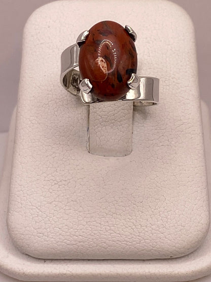 Anillo de Plata Ley 925 con Jaspe Rojo, vista superior