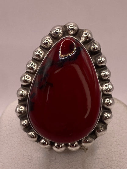 Anillo de Plata Ley 925 con Jaspe Rojo, sello de autenticidad Plata Ley .925