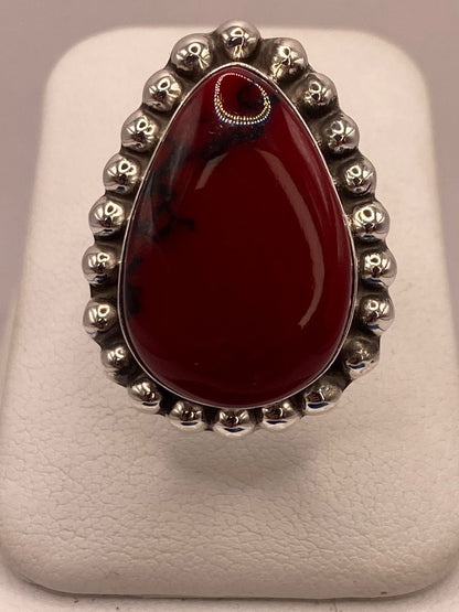 Anillo de Plata Ley 925 con Jaspe Rojo, vista frontal