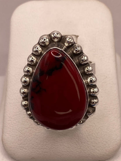 Anillo de Plata Ley 925 con Jaspe Rojo — ángulo diagonal