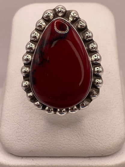 Anillo de Plata Ley 925 con Jaspe Rojo, vista de detalle